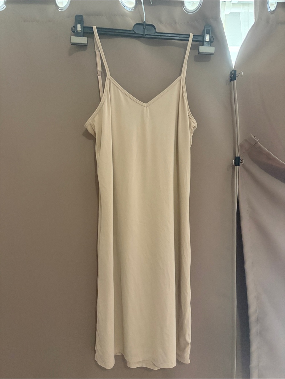 Women's Slip Chemise in Light Beige - Classic V-Neck